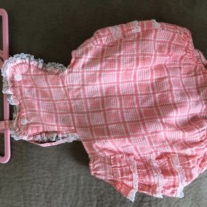 2t Tangerine Orange plaid ruffled vintage Sunsuit romper
